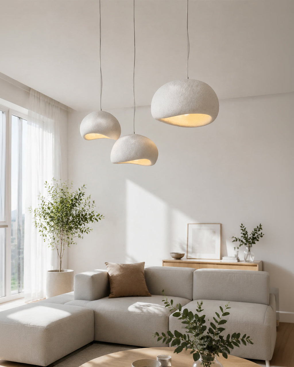Wabi Sabi Polymer Pendant Light With Organic Texture For Living And Dining Rooms