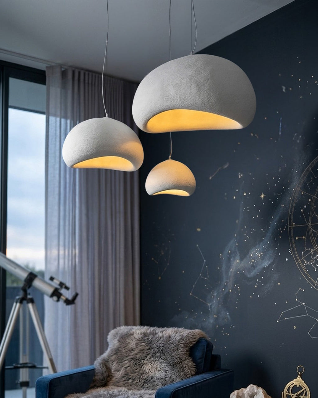 Wabi Sabi Polymer Pendant Light With Organic Texture For Living And Dining Rooms