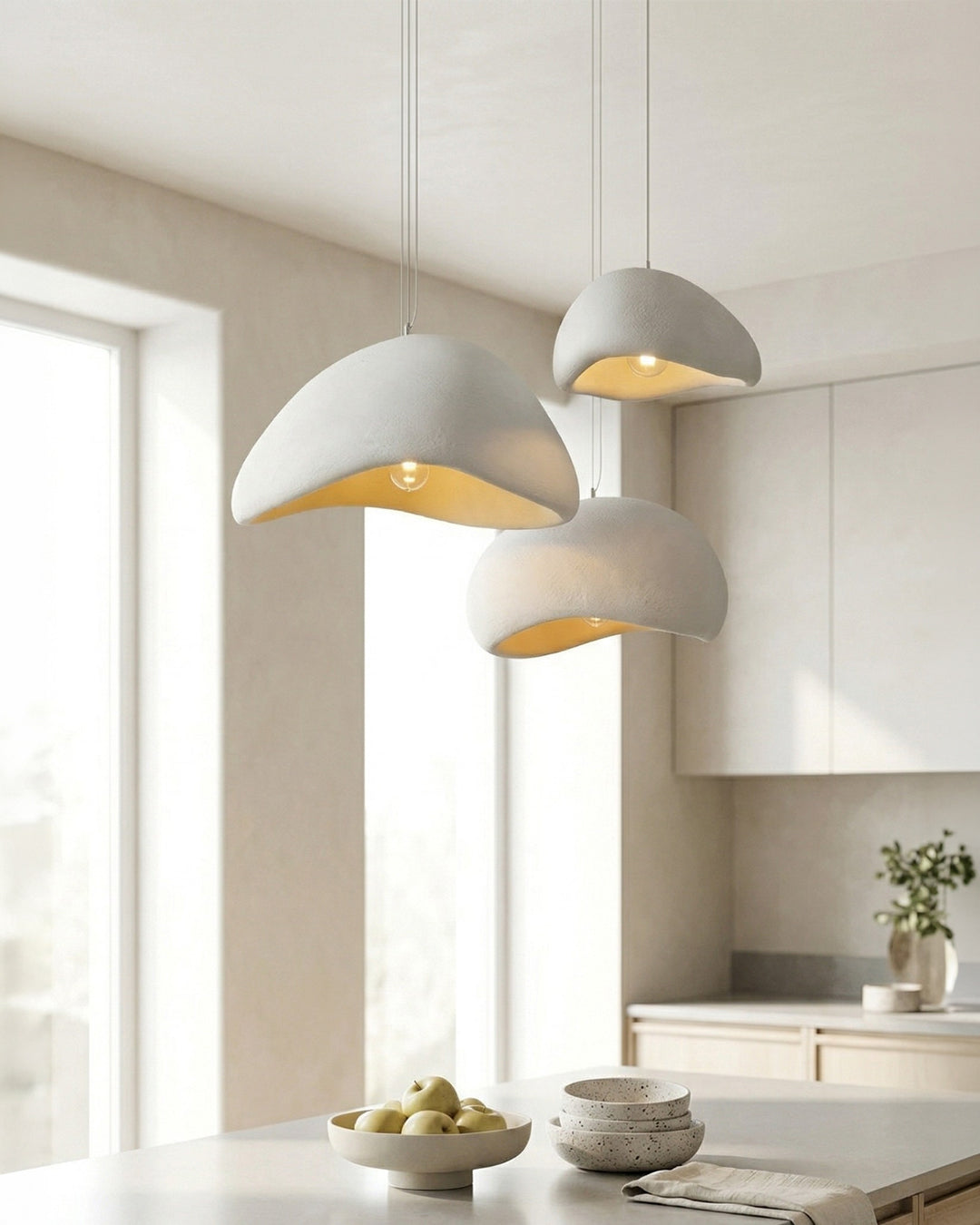 Wabi Sabi Polymer Pendant Light With Organic Texture For Living And Dining Rooms