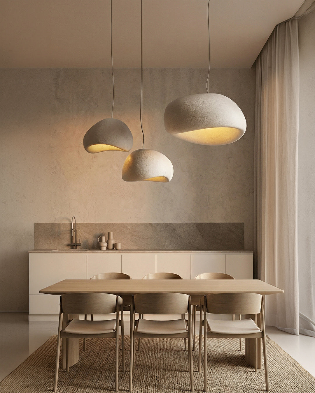 Wabi Sabi Polymer Pendant Light With Organic Texture For Living And Dining Rooms