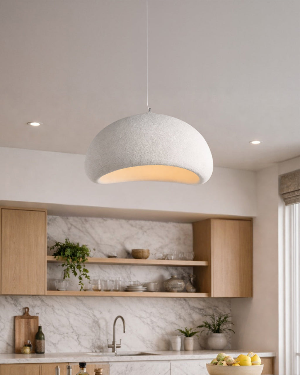 Wabi Sabi Polymer Pendant Light With Organic Texture For Living And Dining Rooms