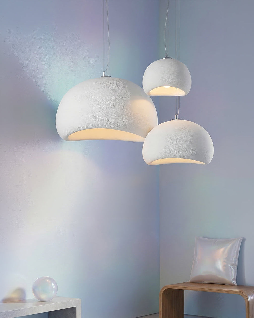 Wabi Sabi Polymer Pendant Light With Organic Texture For Living And Dining Rooms