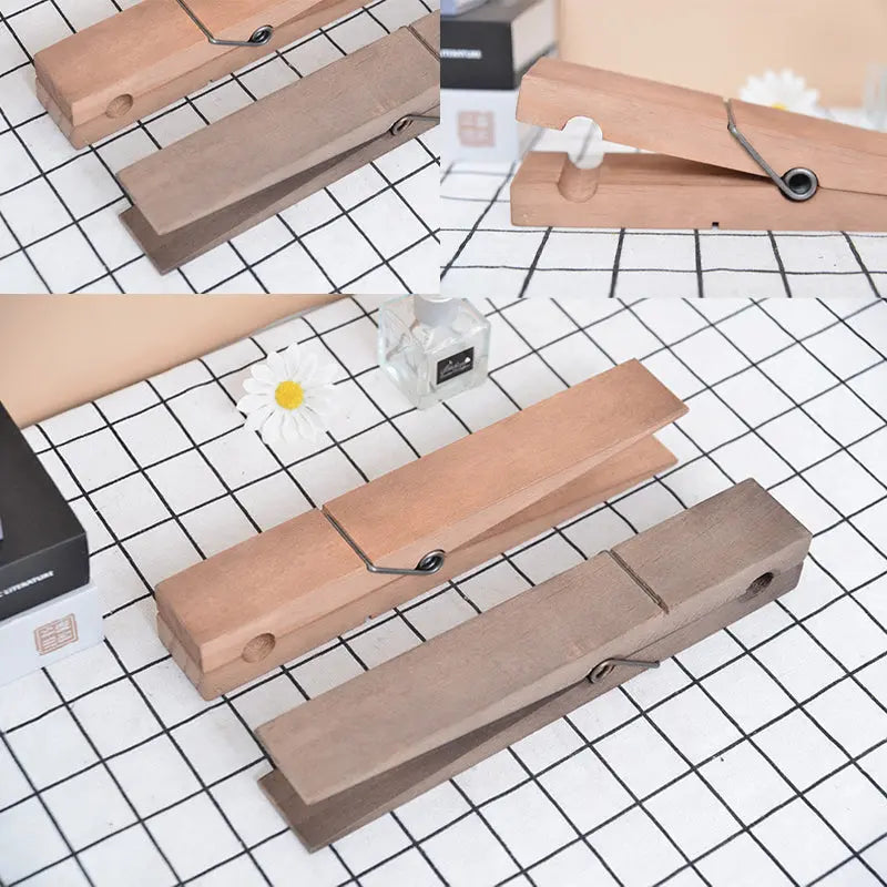 Dřevěný věšák na zeď ve tvaru kolíčku na prádlo pro ručníky a oblečení v přírodním designu do koupelny