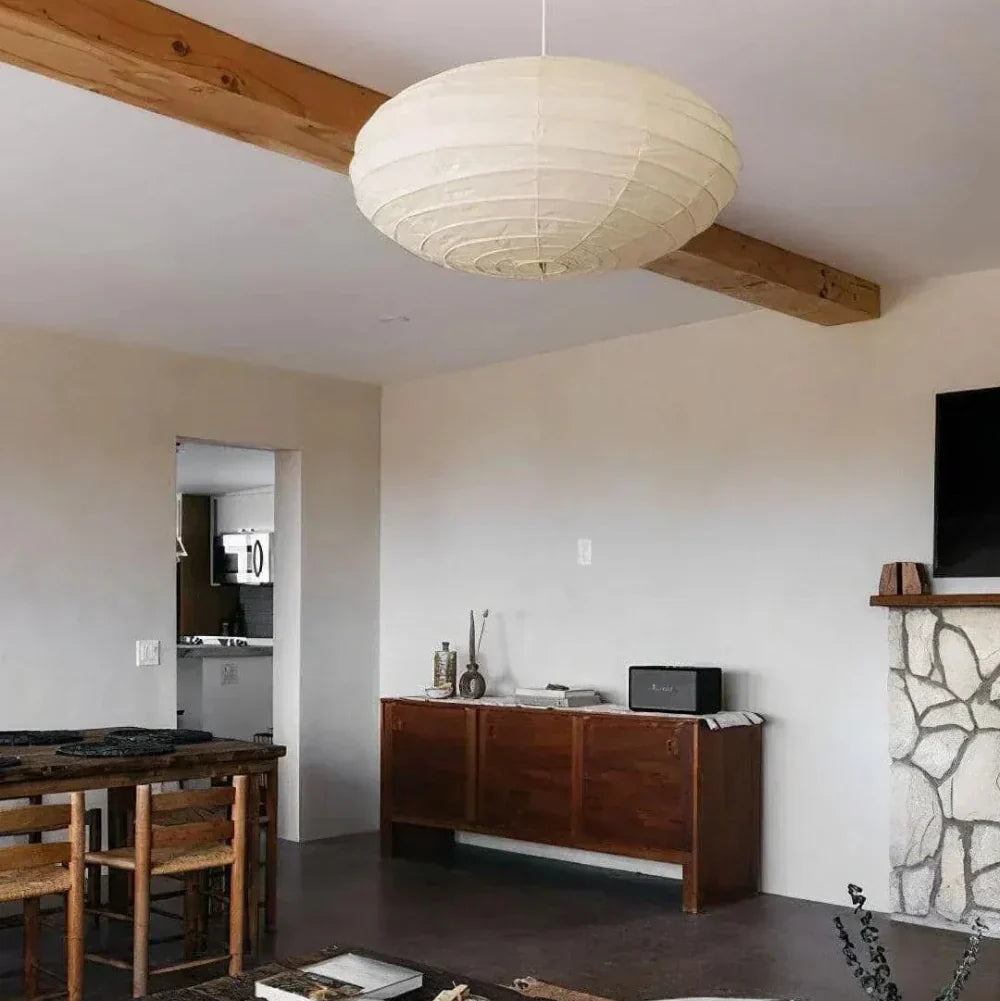 Rice Paper Ceiling Pendant Light With Oval Shade For Cozy Indoor Living Spaces Everyday Use