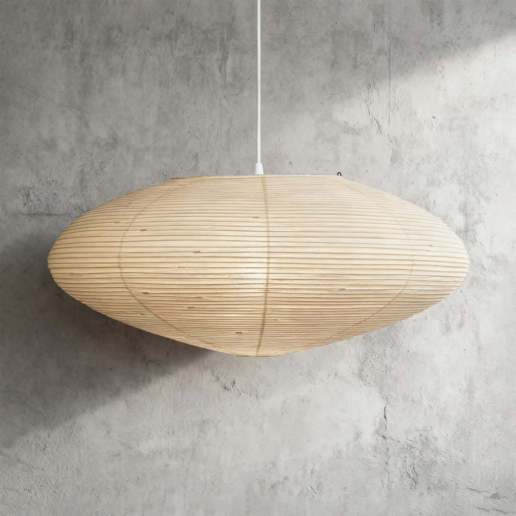 Rice Paper Pendant Light With Oval Shade For Indoor Ceiling Installations Ideal For Living Rooms And Hallways