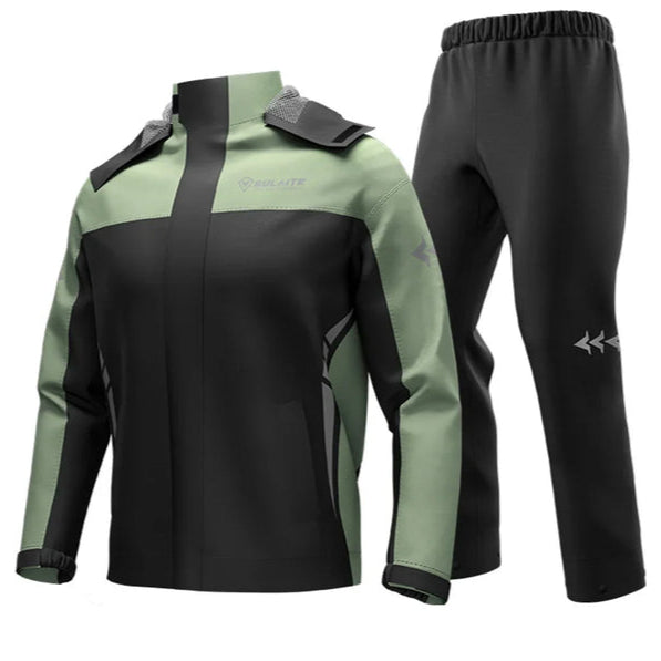 Breathable Waterproof Rainwear Set For Outdoor Hiking Cycling Camping (Green Black Orange)