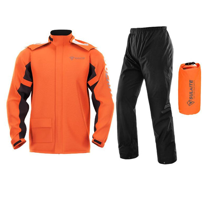 Breathable Waterproof Rainwear Set For Outdoor Hiking Cycling Camping (Green Black Orange)