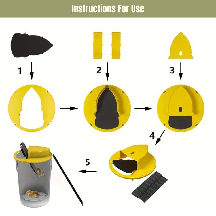 Automatic Tilting Mouse Trap — Multi-Catch Design, Standard Bucket Compatible