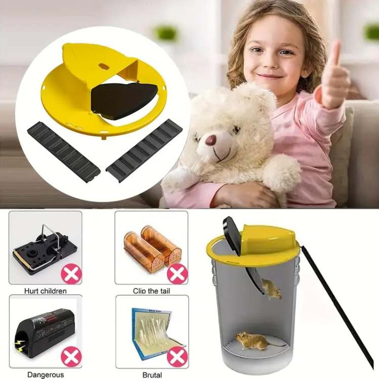 Automatic Tilting Mouse Trap — Multi-Catch Design, Standard Bucket Compatible