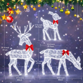 Rattan Design Illuminated Reindeer Family Outdoor Christmas Decoration, 3-Piece Set