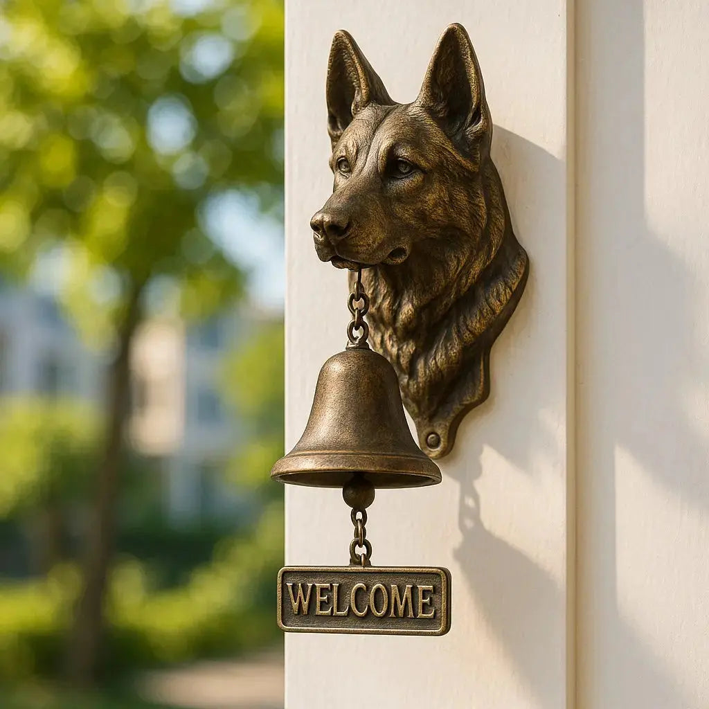 Dog Motif Wall Bell In Antique Bronze For Entrance Classic Home Decor