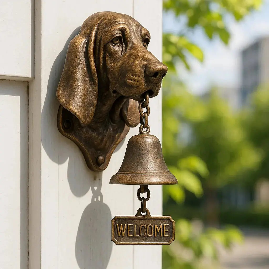 Dog Motif Wall Bell In Antique Bronze For Entrance Classic Home Decor