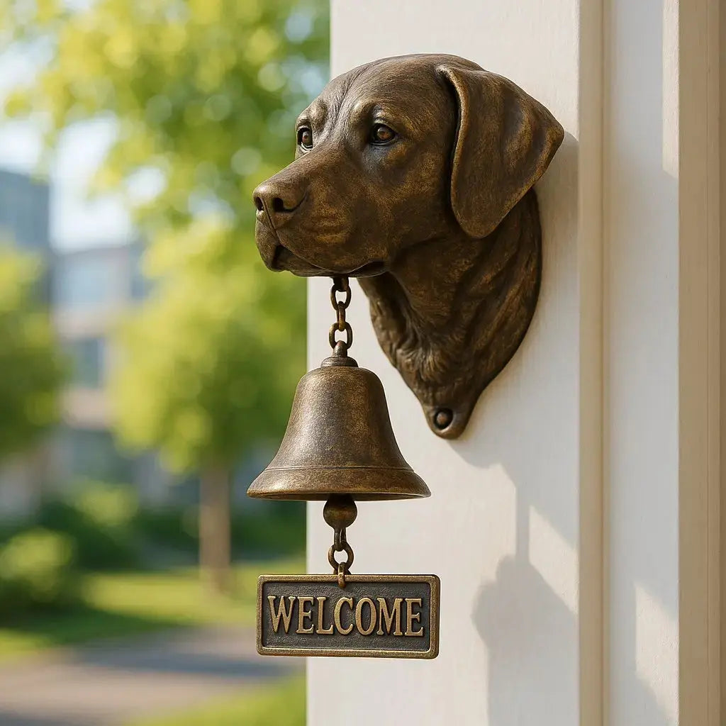 Dog Motif Wall Bell In Antique Bronze For Entrance Classic Home Decor