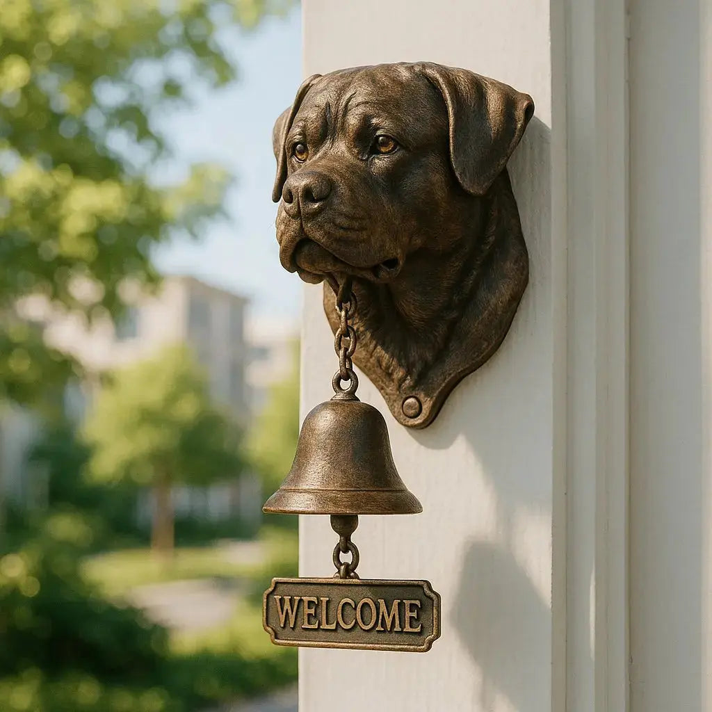 Dog Motif Wall Bell In Antique Bronze For Entrance Classic Home Decor