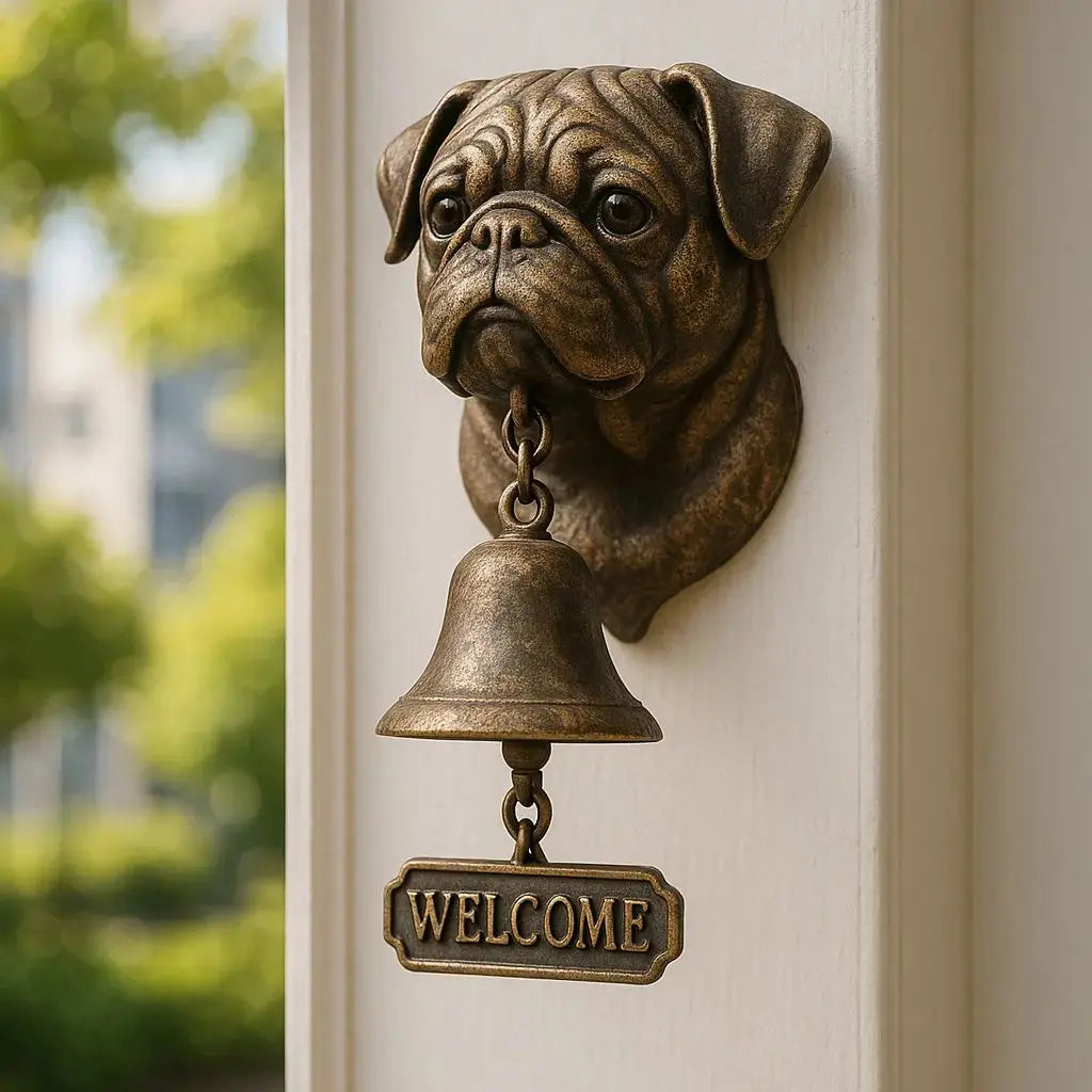 Dog Motif Wall Bell In Antique Bronze For Entrance Classic Home Decor