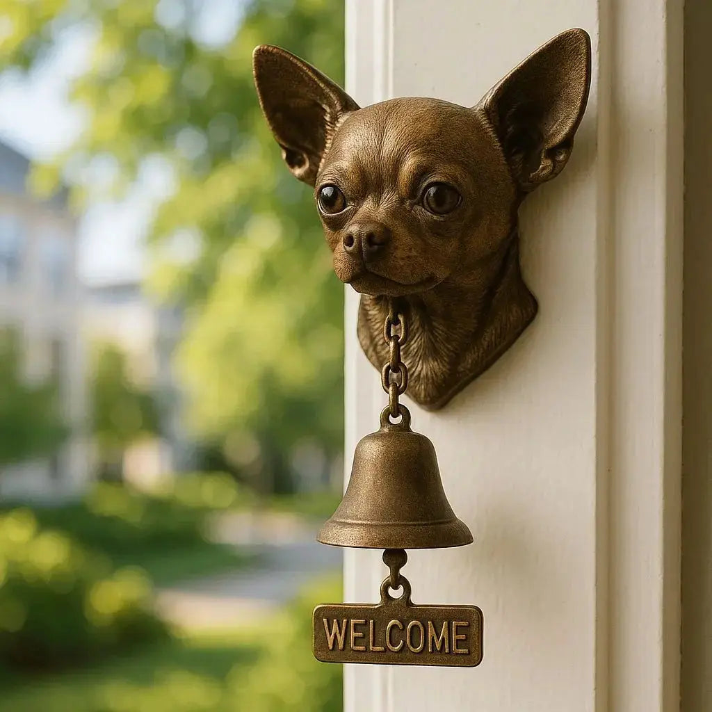 Dog Motif Wall Bell In Antique Bronze For Entrance Classic Home Decor