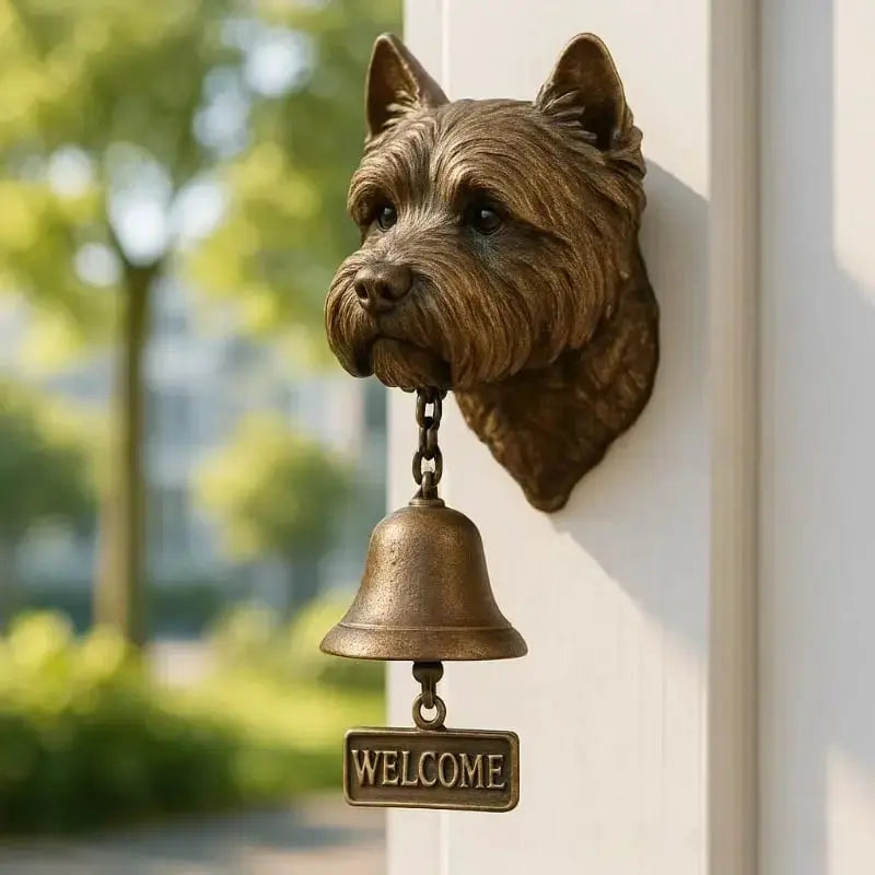Dog Motif Wall Bell In Antique Bronze For Entrance Classic Home Decor