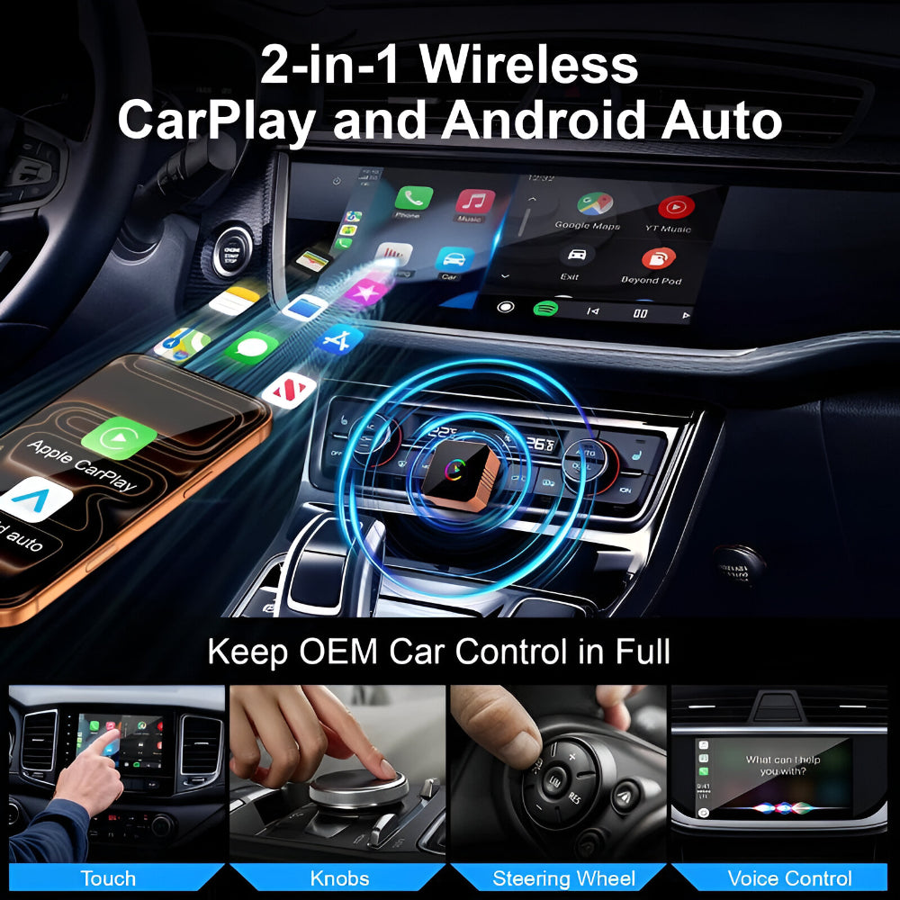 Adattatore wireless per CarPlay — dispositivo USB compatto, collegamento diretto alla porta