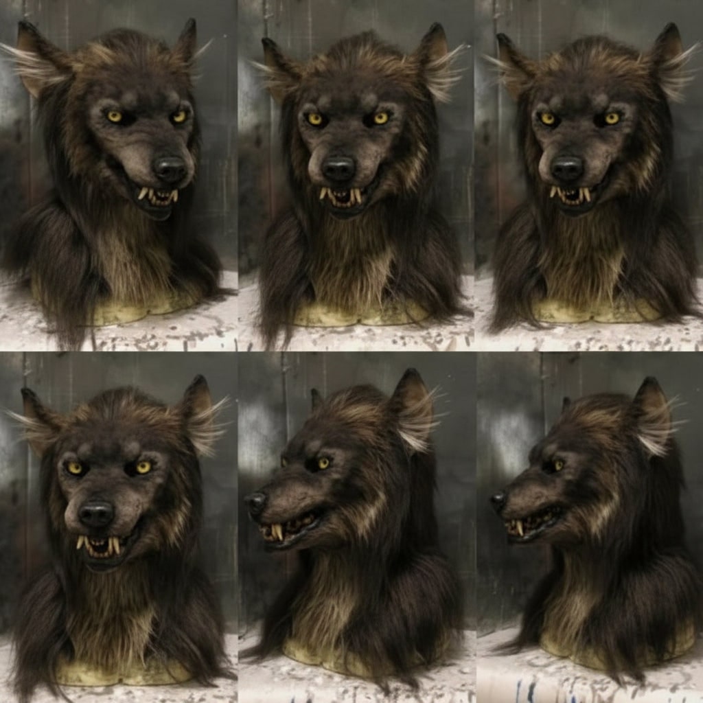 Maschera da lupo integrale Ka-Mostore — texture realistica del pelo