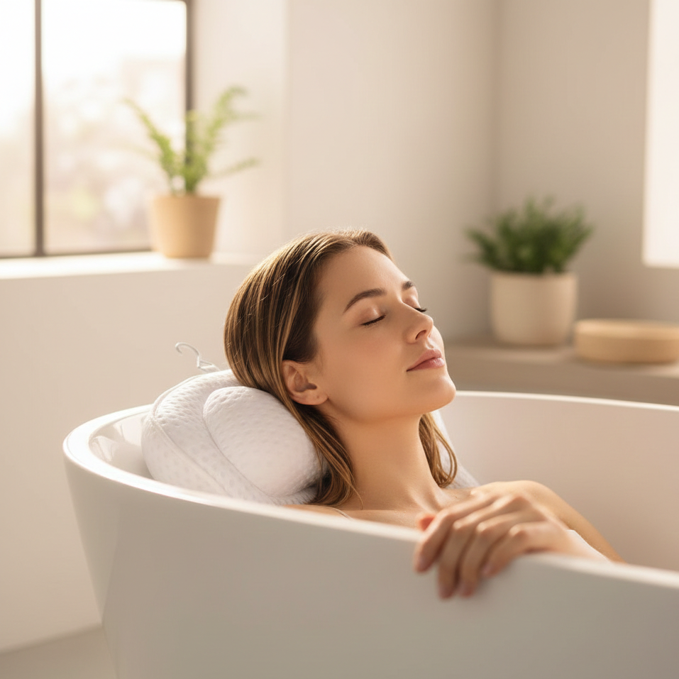 Cuscino da bagno ergonomico CloudSpa Zelyria — Design confortevole in rete 4D