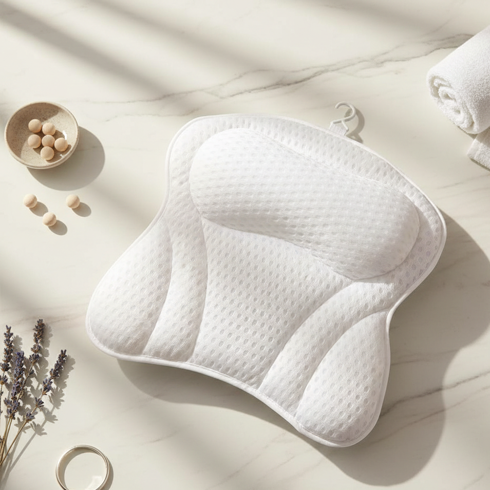 Cuscino da bagno ergonomico CloudSpa Zelyria — Design confortevole in rete 4D
