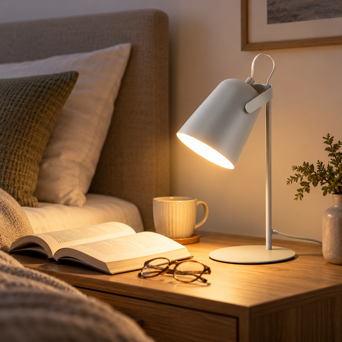 DESKFLARE állítható asztali lámpa - meleg LED-fény, irányított fénysugár, kompakt kialakítás