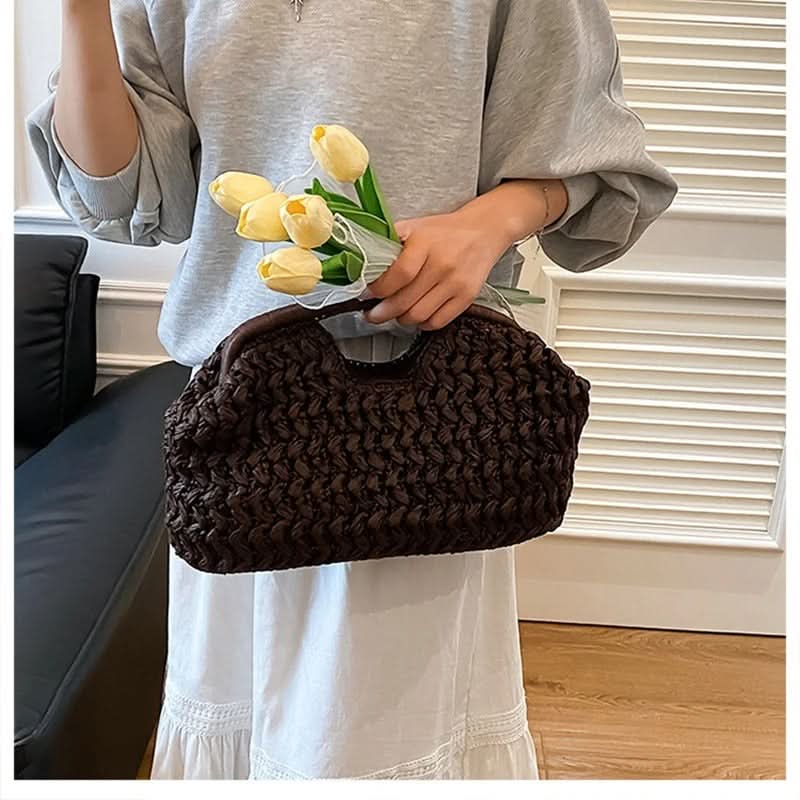 Borsa a tracolla in rafia intrecciata LUXEWEAVE — Leggera, perfetta per l’estate