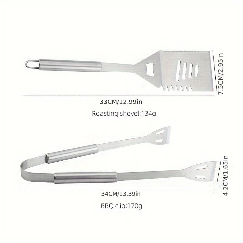 GRILLMASTER Set de ustensile pentru grătar — unelte din oțel inoxidabil și husă de transport