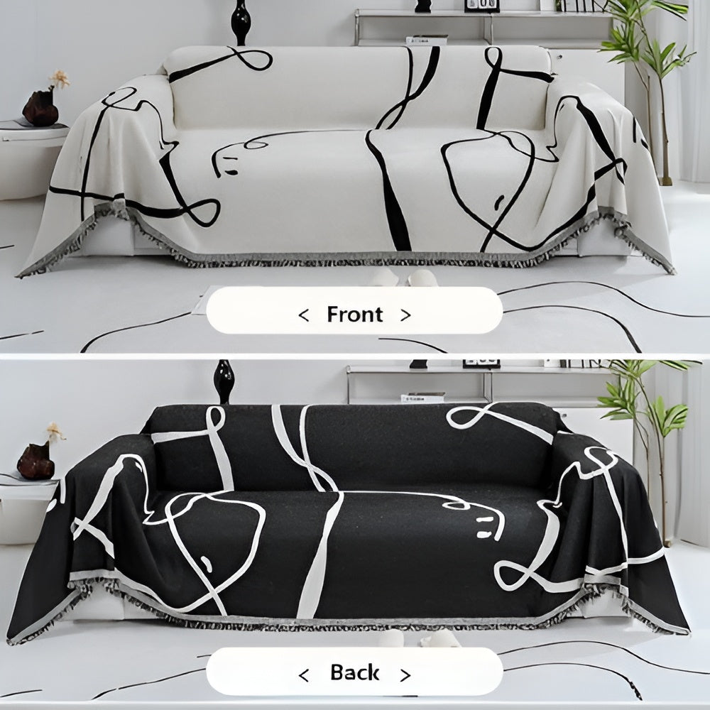 Abstract Line Reversible Chenille Sofa Cover | Ka-mostore