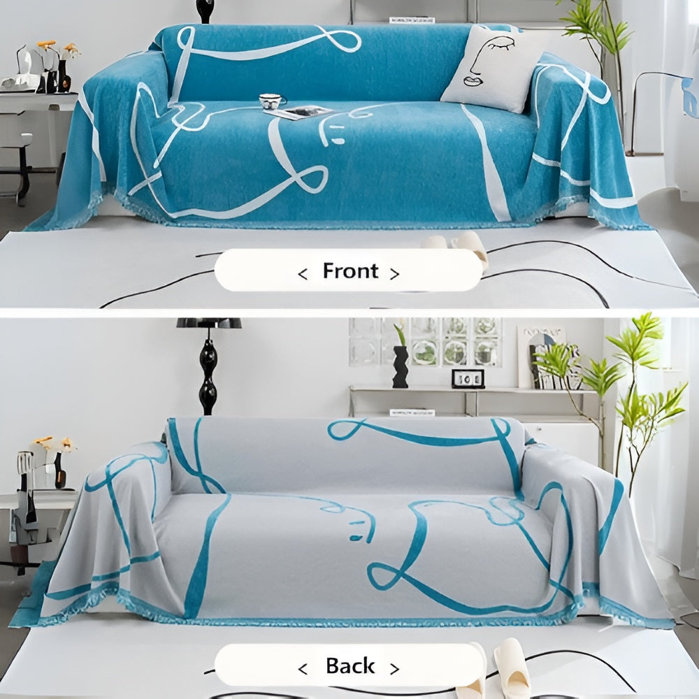 Abstract Line Reversible Chenille Sofa Cover | Ka-mostore