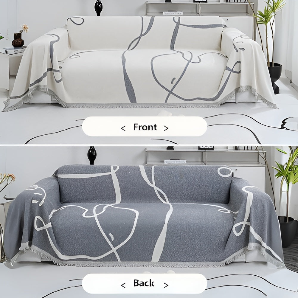 Abstract Line Reversible Chenille Sofa Cover | Ka-mostore