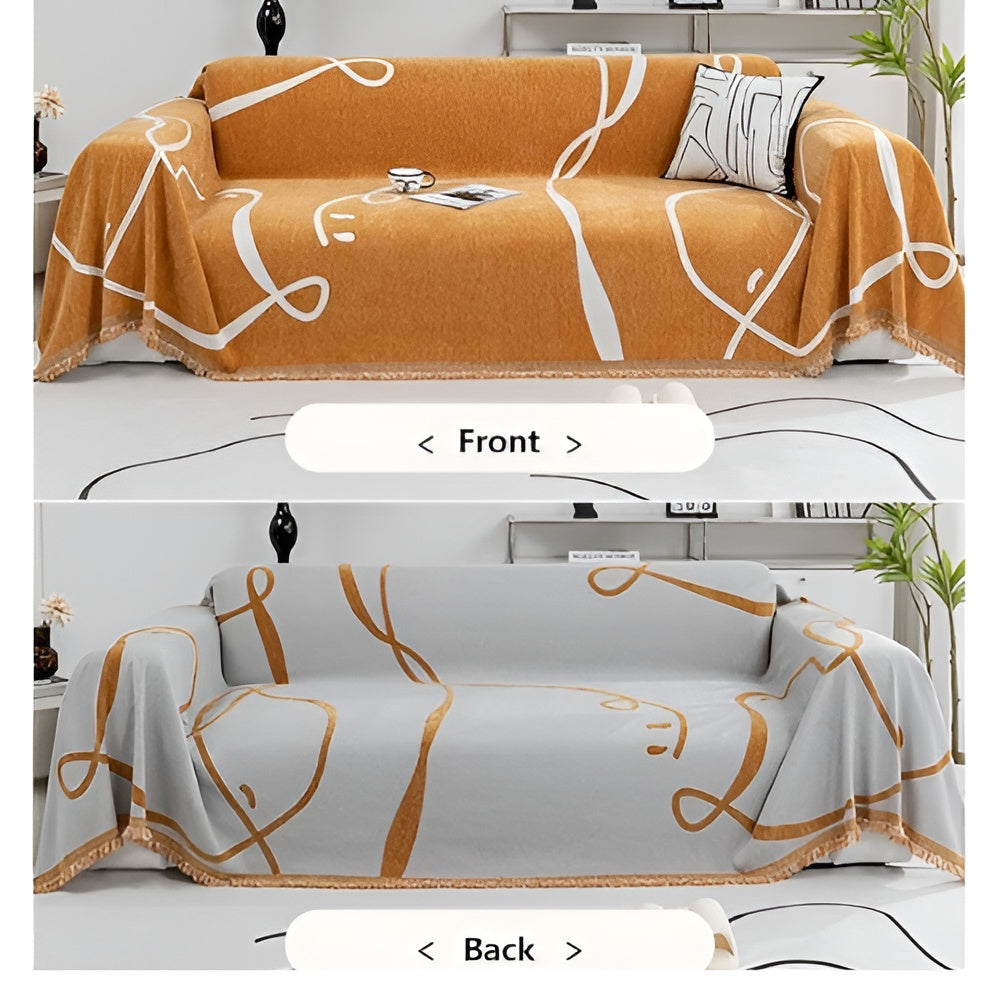 Abstract Line Reversible Chenille Sofa Cover | Ka-mostore