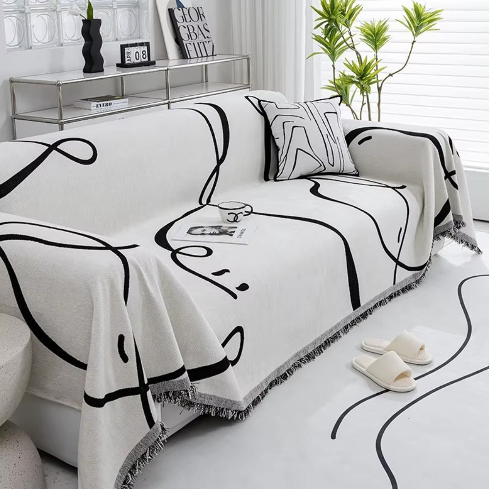 Abstract Line Reversible Chenille Sofa Cover | Ka-mostore