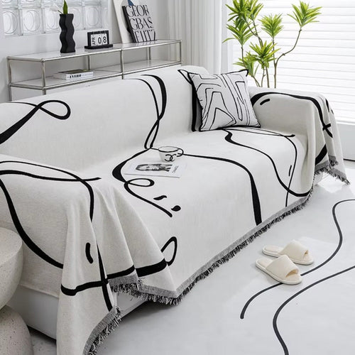Abstract Line Reversible Chenille Sofa Cover | Ka-mostore