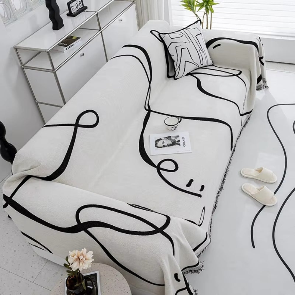 Abstract Line Reversible Chenille Sofa Cover | Ka-mostore
