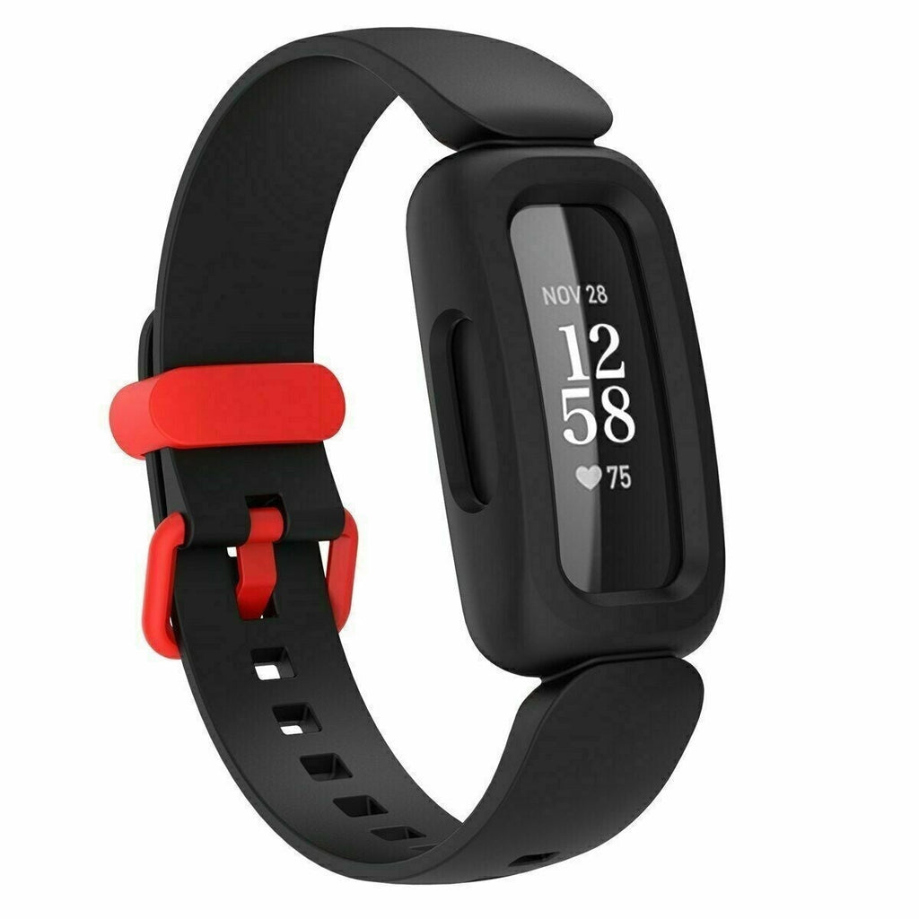Soft Silicone Replacement Strap for Fitbit Ace 3 — Black and Red