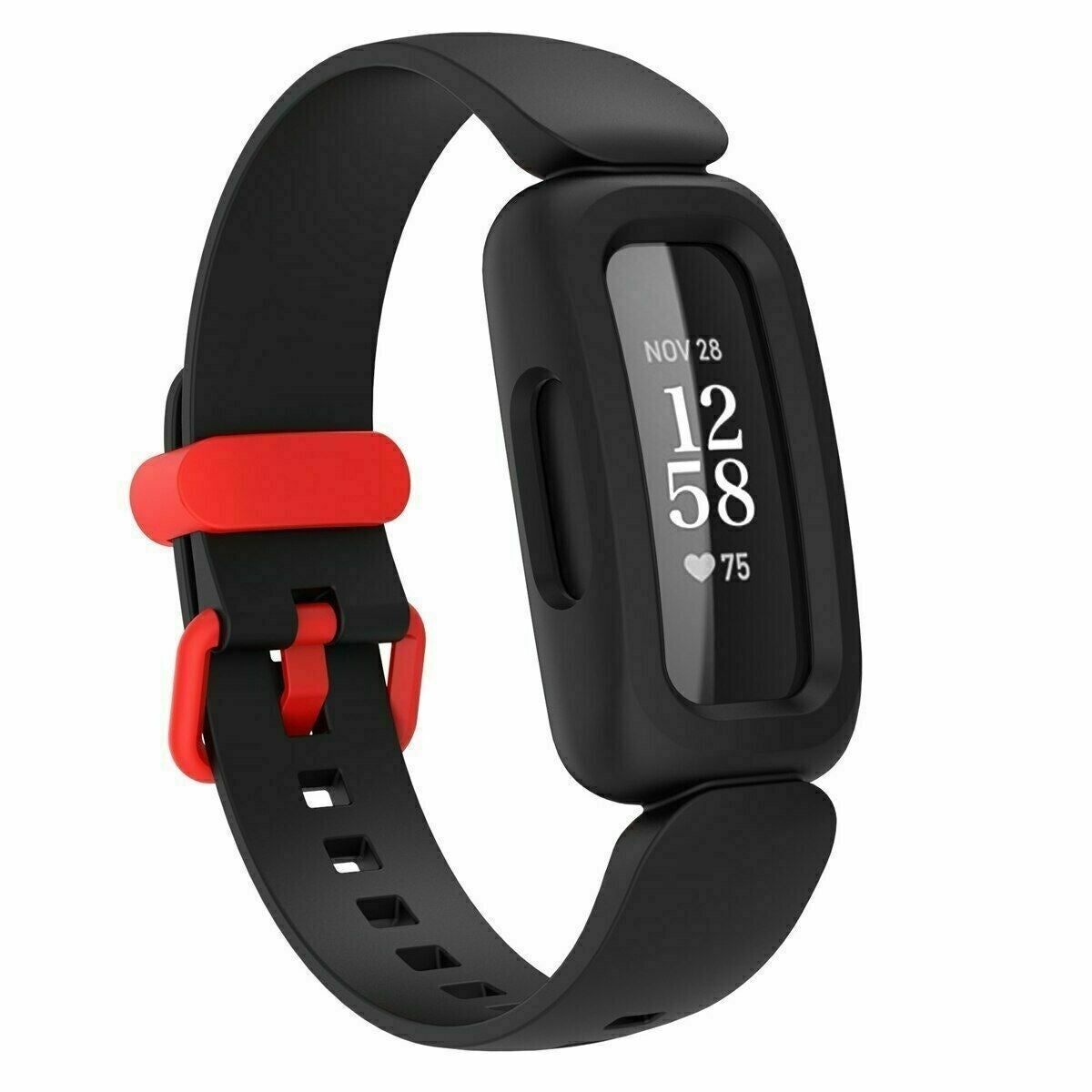 Soft Silicone Replacement Strap for Fitbit Ace 3 — Black and Red