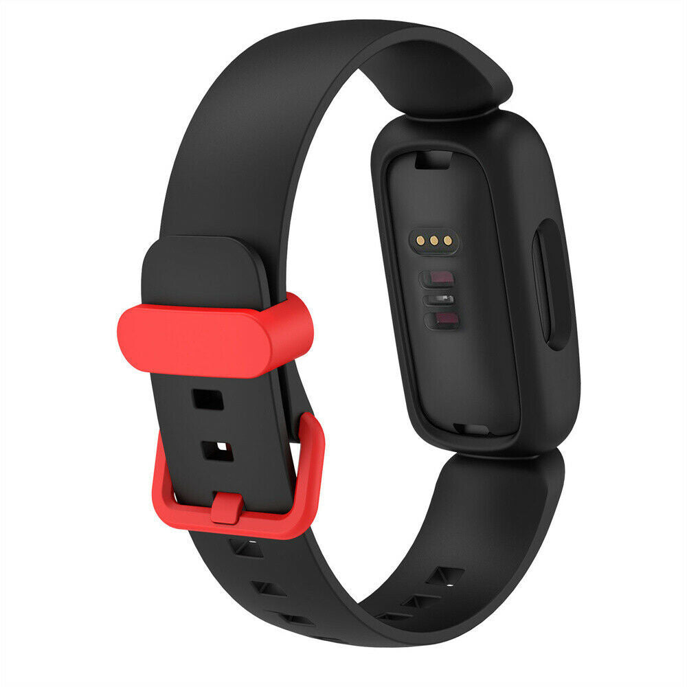 Soft Silicone Replacement Strap for Fitbit Ace 3 — Black and Red