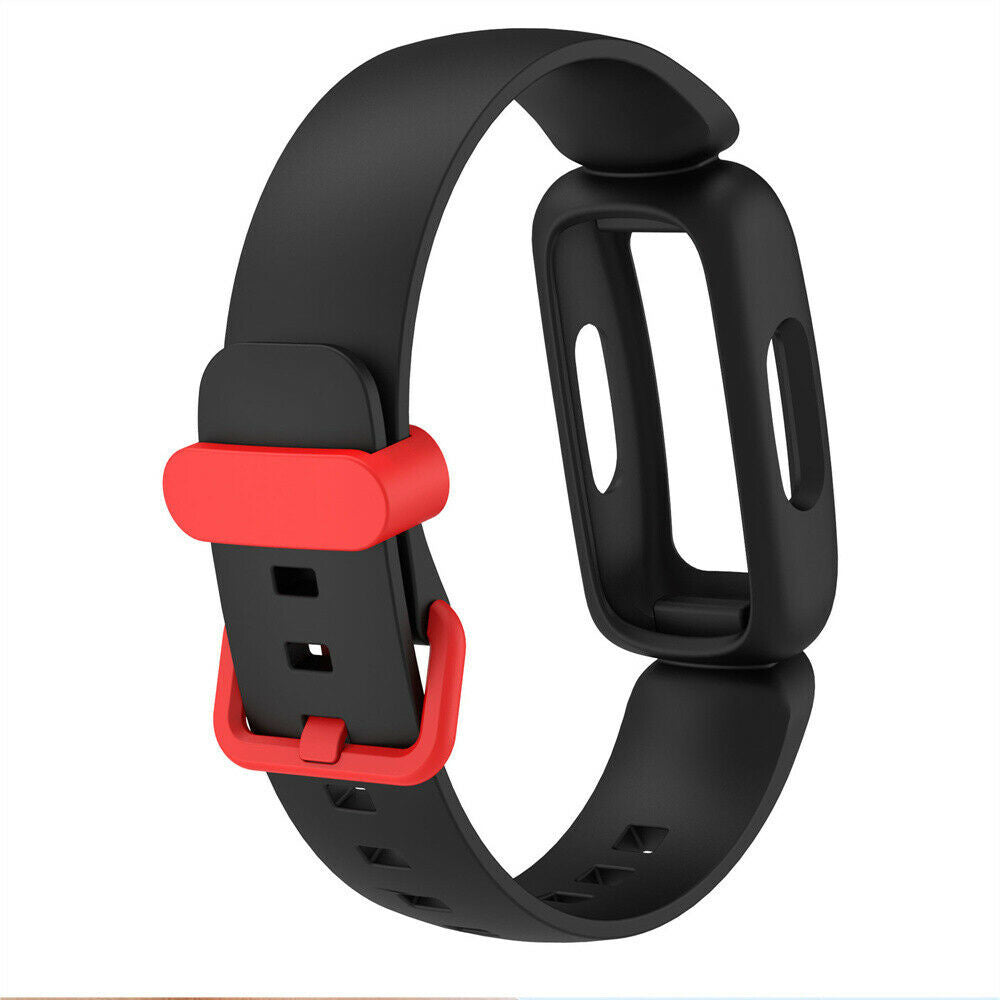 Soft Silicone Replacement Strap for Fitbit Ace 3 — Black and Red