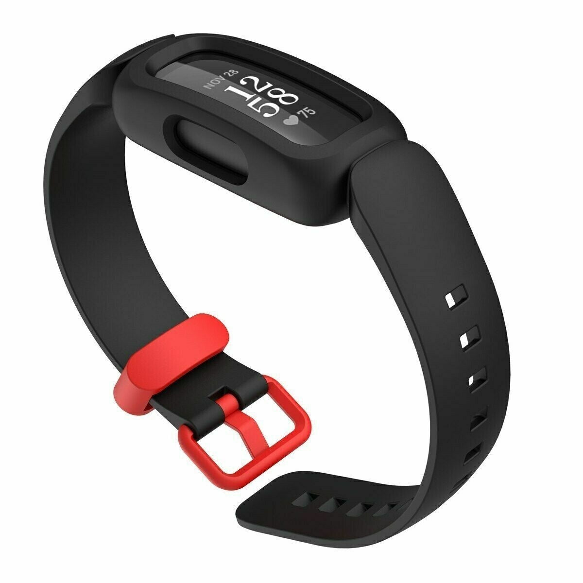 Soft Silicone Replacement Strap for Fitbit Ace 3 — Black and Red