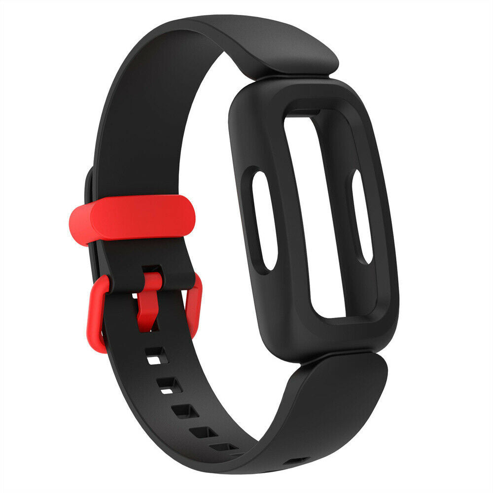 Soft Silicone Replacement Strap for Fitbit Ace 3 — Black and Red