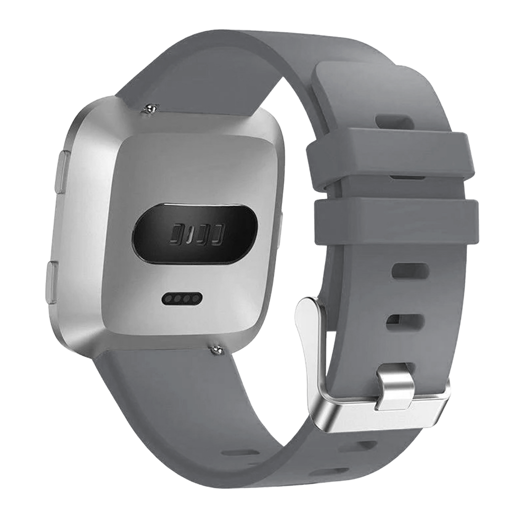 Gråt silikoneudskiftningsrem med spænde til Fitbit Versa/Versa 2