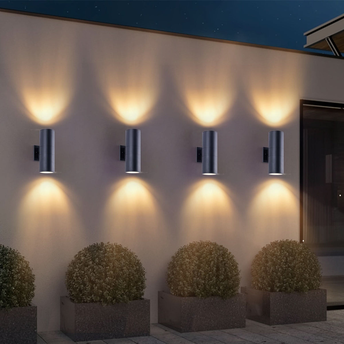Cylora 圆柱形户外壁灯 - 黑色，上下照明