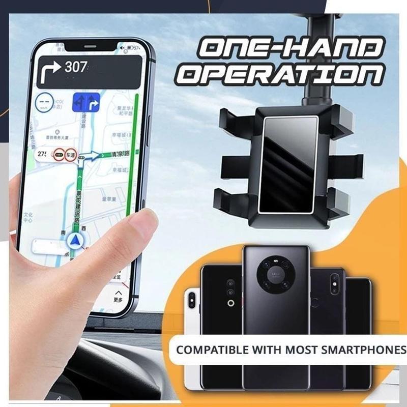Universal Rearview Mirror Phone Holder With 360 Degree Rotation For Navigation