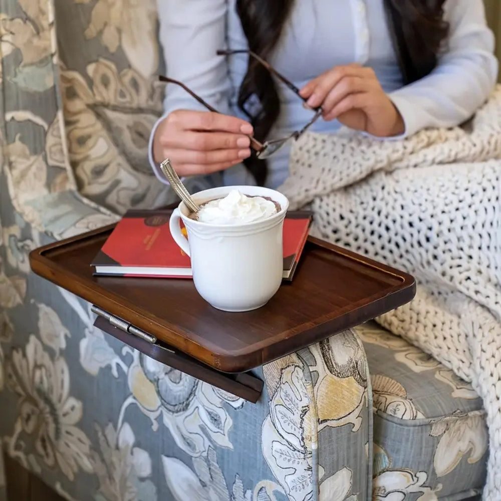 Bamboo Couch Armrest Tray with Clip-On Design | Ka-mostore