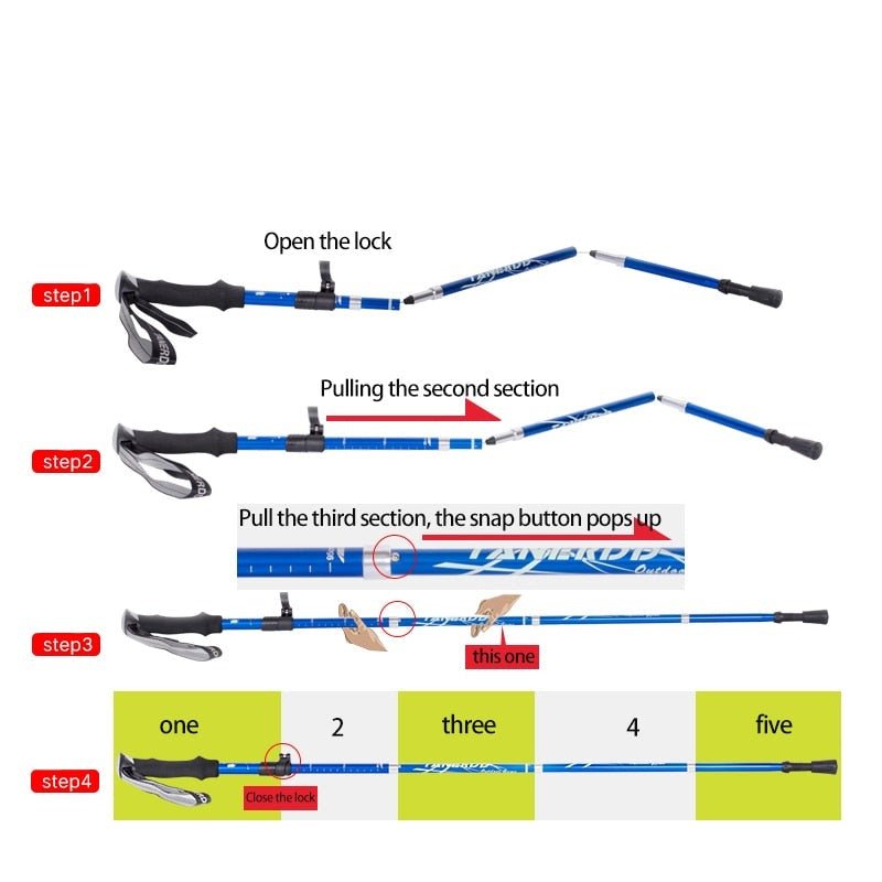 Lightweight Adjustable Folding Trekking Poles For Hiking