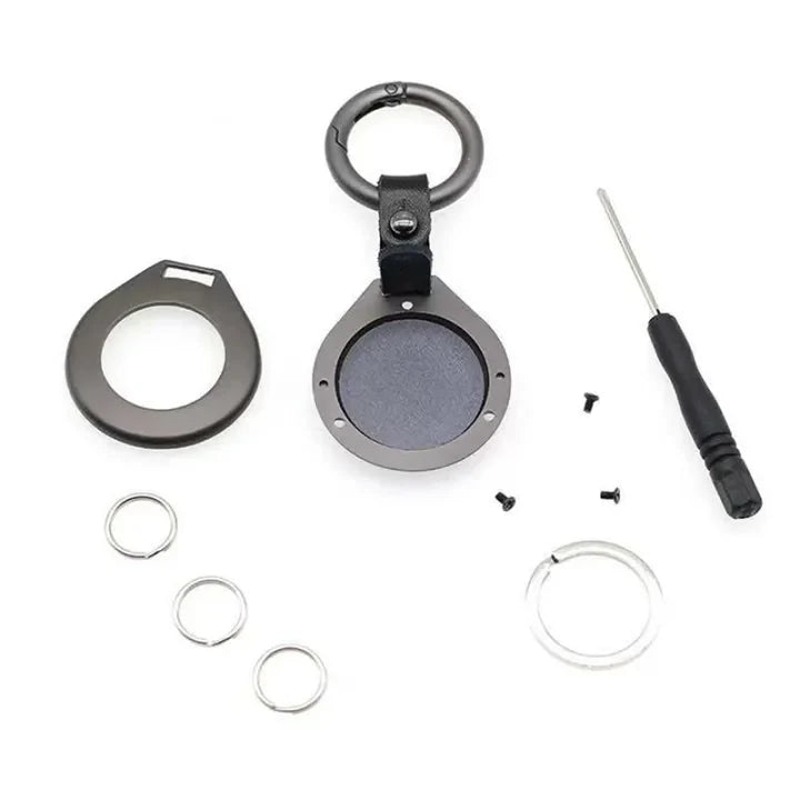 AirGuard レザー製AirTagキーホルダー — 安全な保護ホルダー