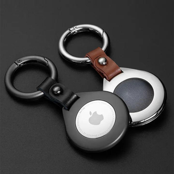 AirGuard レザー製AirTagキーホルダー — 安全な保護ホルダー