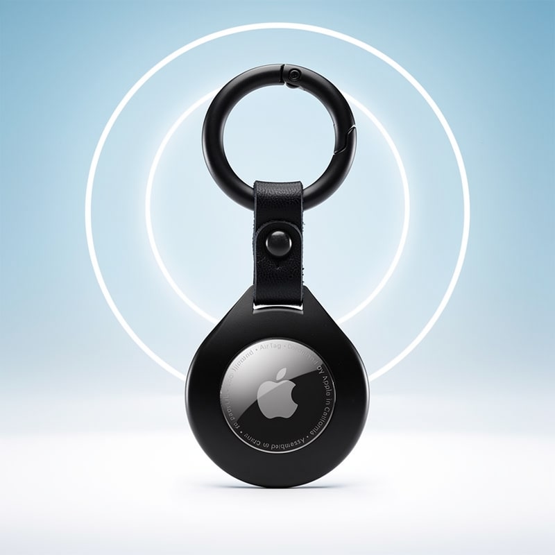 AirGuard レザー製AirTagキーホルダー — 安全な保護ホルダー