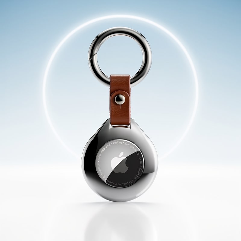 AirGuard レザー製AirTagキーホルダー — 安全な保護ホルダー